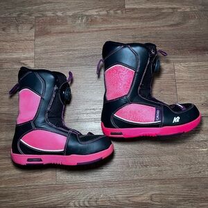 K2 Lil Kat Women’s Snowboard Boots | Size 4 | Black & Pink | Boa System